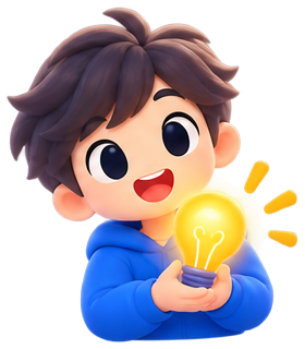 Aha, the on-device coach mascot, having an idea